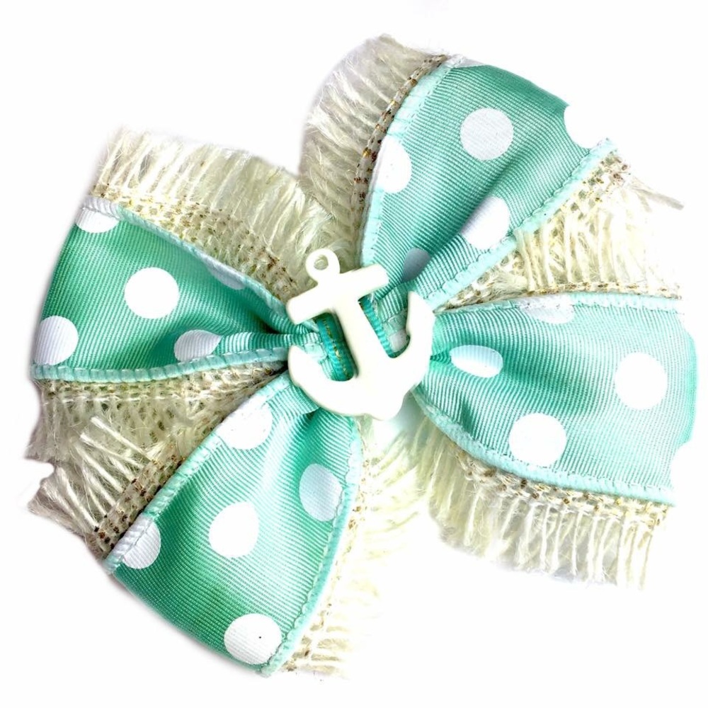 Mint Anchor Hair Bow